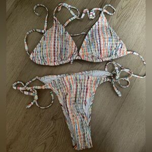 SHEIN Multicolor Striped String Bikini